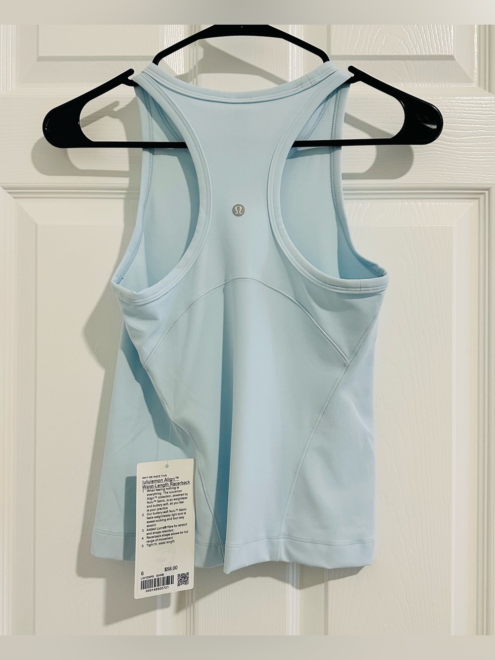 Lululemon Align Waist-Length Racerback Tank Top Sheer Blue Size 6-NWT - Picture 4 of 5